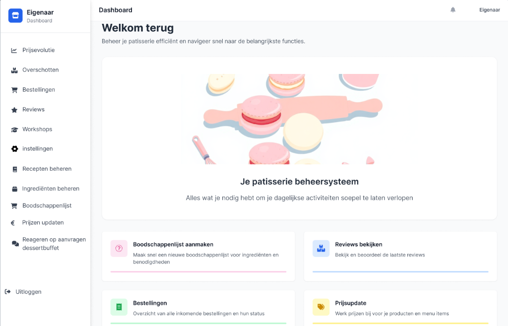 Dashboardontwerp voor Feest Op Tafel